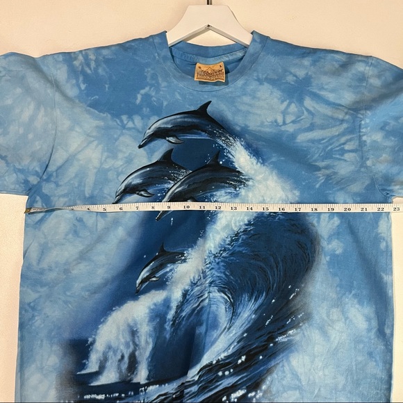 Vintage Dolphin T-Shirt Underwater Ocean Scene Allover Print Waves Surfing - Picture 5 of 6